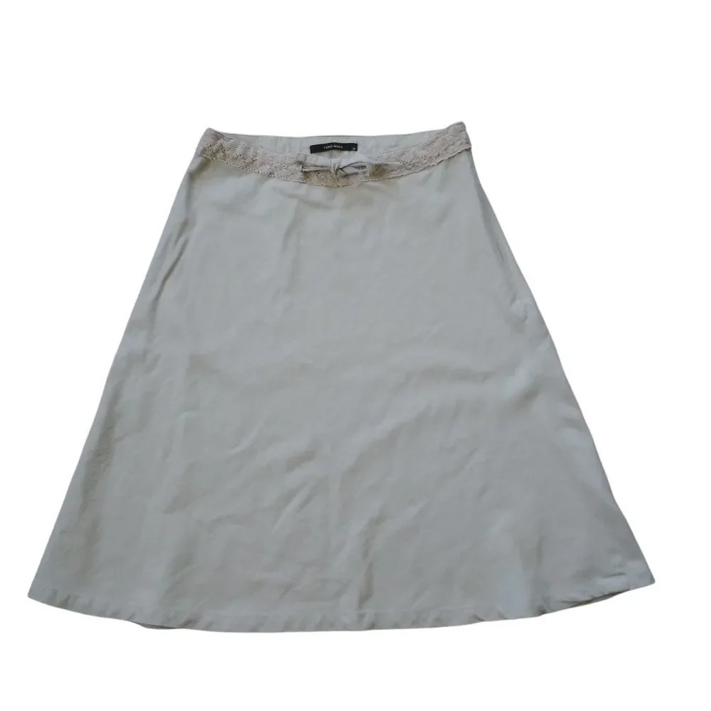Vero Moda Linen Midi  Skirt, Lace, Bow, 36